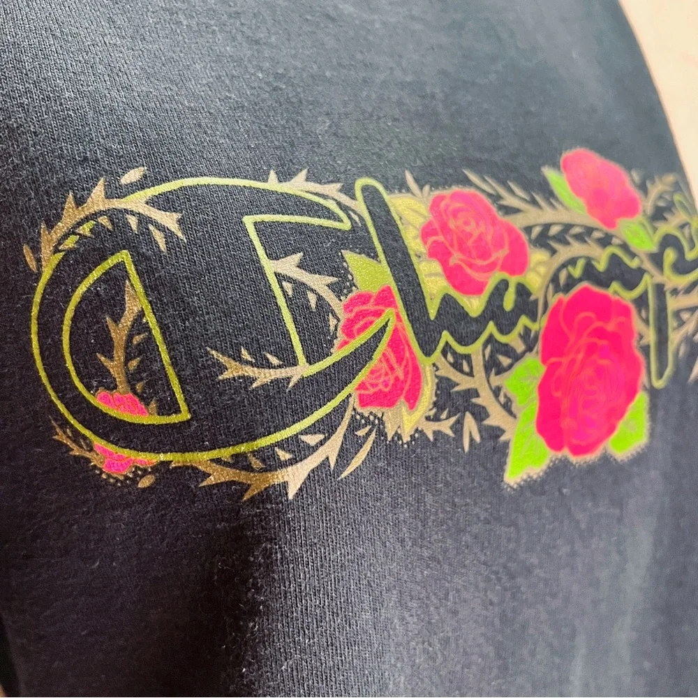 2000s Champion Black T Shirt Thorns and Roses y2k Goth Unisex M - Picture 7 of 8